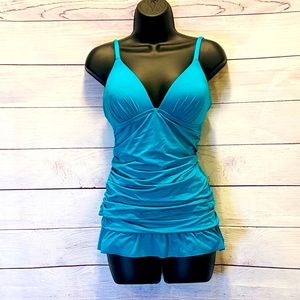 EUC APT. 9  Deep Turquoise Skirted Tankini